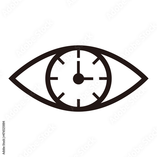 An eye whose eyeball is a clock. Vector.