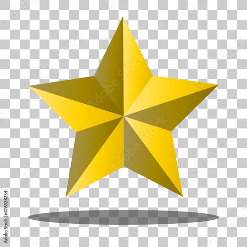 Shiny gold star icon. Vector illustration with shadow. Data with a transparent background.