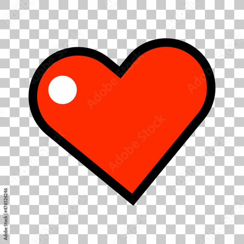 A red heart icon with a transparent background. Vector.