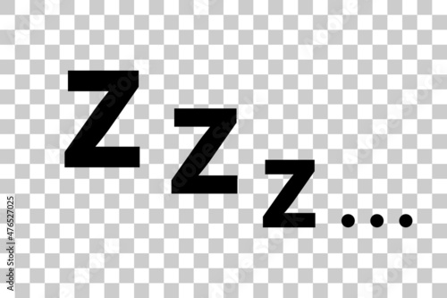 Sleep icon of zzz on transparent background. Vector.