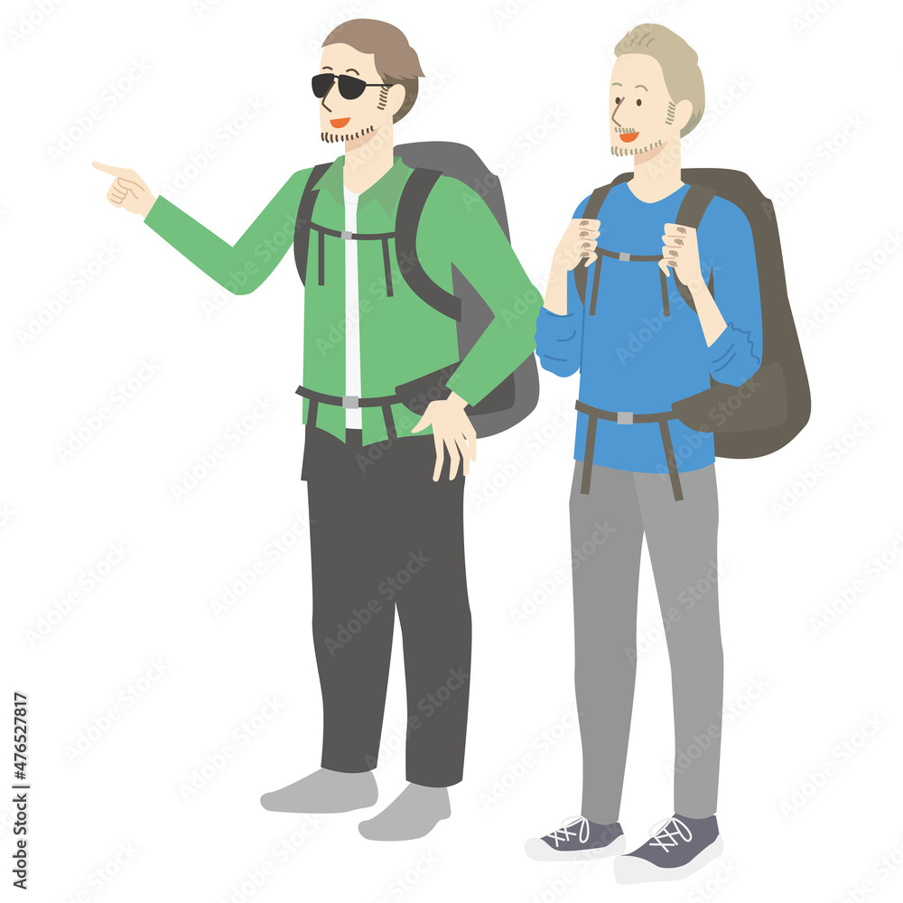 リュック一つで日本を旅行中の男性の外国人バックパッカー リュック一つで日本を旅行中の男性の外国人バックパッカー