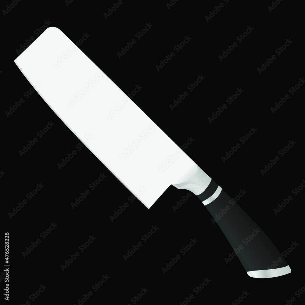 Large sharp cleaver knife isolated on black background, Vector illustration, chef knives, Cutlery icon set Large sharp cleaver knife isolated on black background, Vector illustration, chef knives, Cutlery icon set