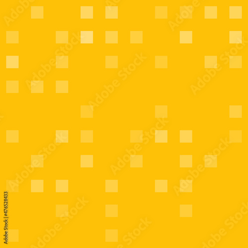 Abstract seamless geometric pattern. Mosaic background of white squares. Evenly spaced big shapes of different color. Vector illustration on amber background