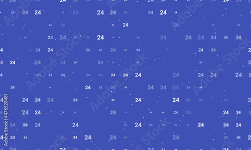 Seamless background pattern of evenly spaced white around the clock symbols of different sizes and opacity. Vector illustration on indigo background with stars