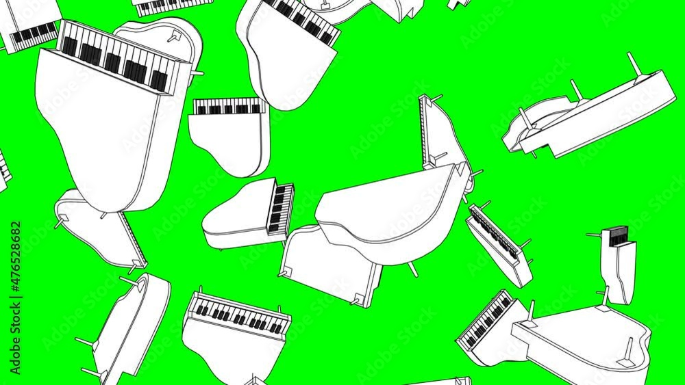 Many white pianos on green chroma key background.
Toon style loopable animation for background.
Many white pianos on green chroma key background.
Toon style loopable animation for background.