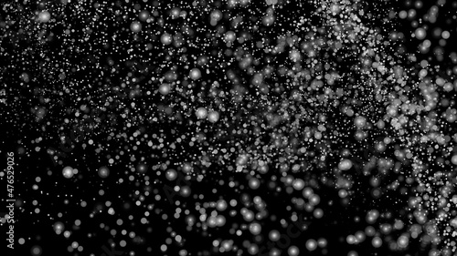 White Snow Falling on Isolated Black Background