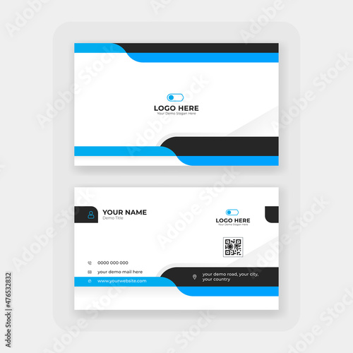 modern blue abstract business card design, stylish blue professional business card design template