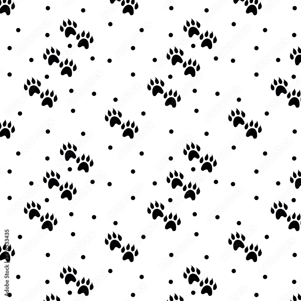 Fototapeta premium Animal footprints seamless pattern. Perfect for printing on fabric and wallpaper in a nursery