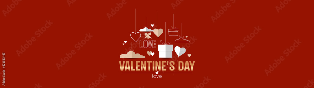 Naklejka premium Happy Valentine's Day card. Modern minimal design.