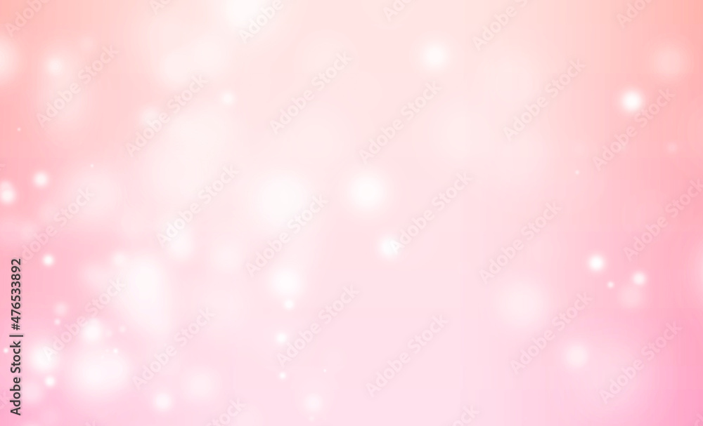 White Glitter Lights on Pink Texture Background. White Bokeh. Defocused, Celebration, Christmas Holiday Backdrop.