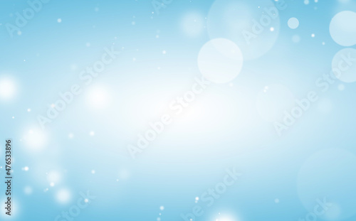 White Glitter Lights on Blue Texture Background. White Bokeh. Defocused  Celebration  Christmas Holiday Backdrop.