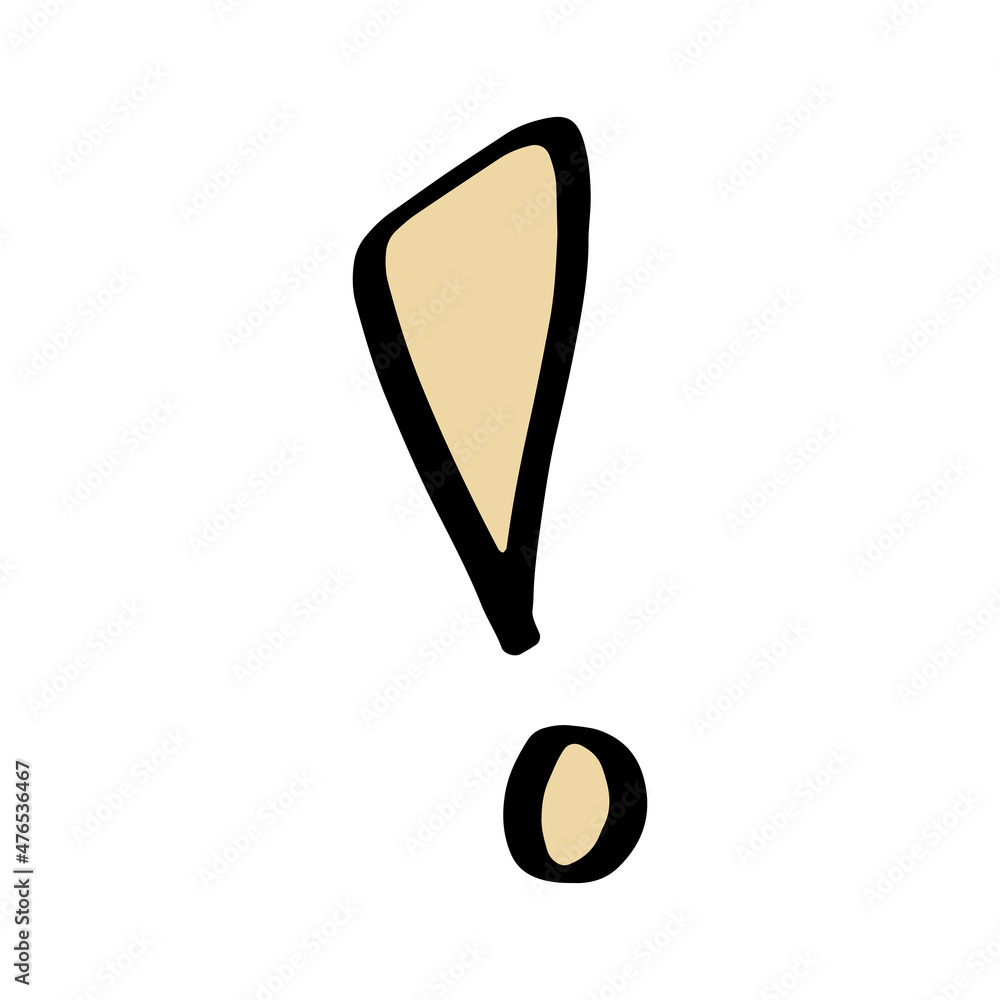 Doodle infographic exclamation mark yellow and black line vector.