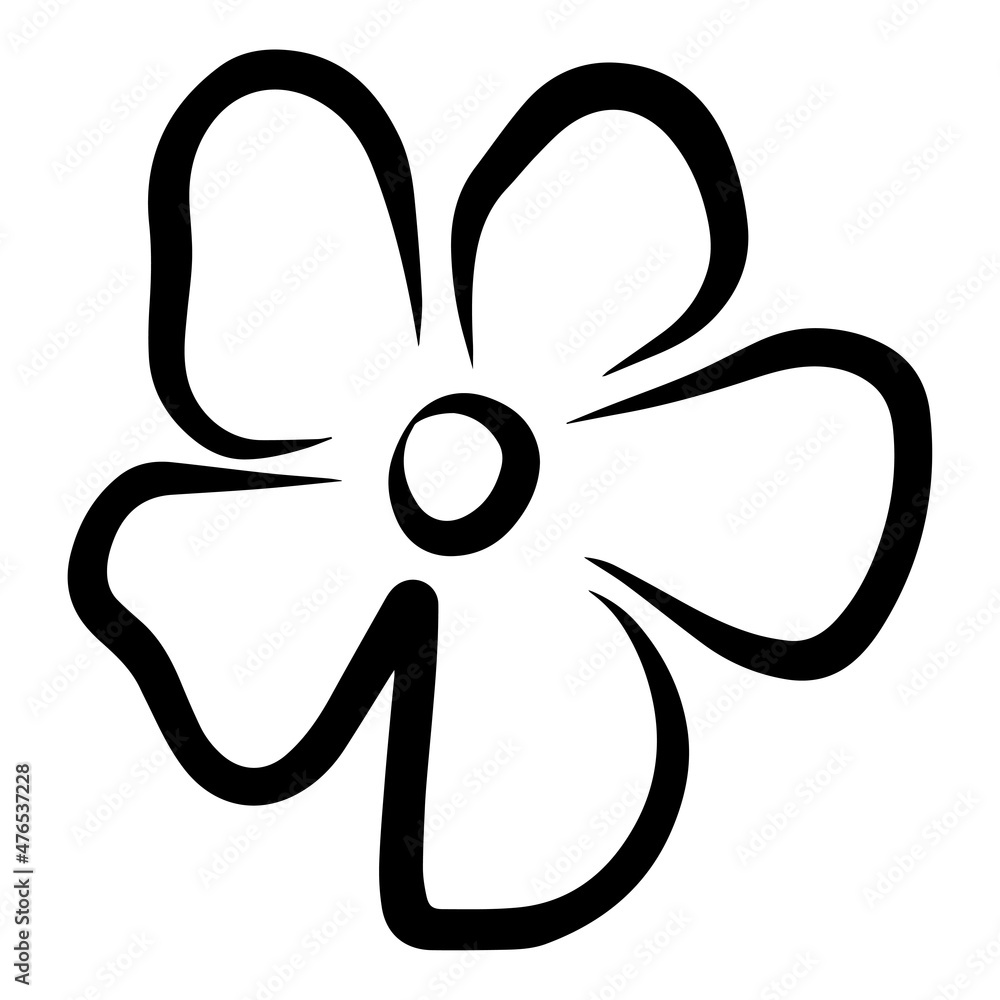 Simple flower logo in continious line art style. Minimalist black line sketch isolated on white background Simple flower logo in continious line art style. Minimalist black line sketch isolated on white background