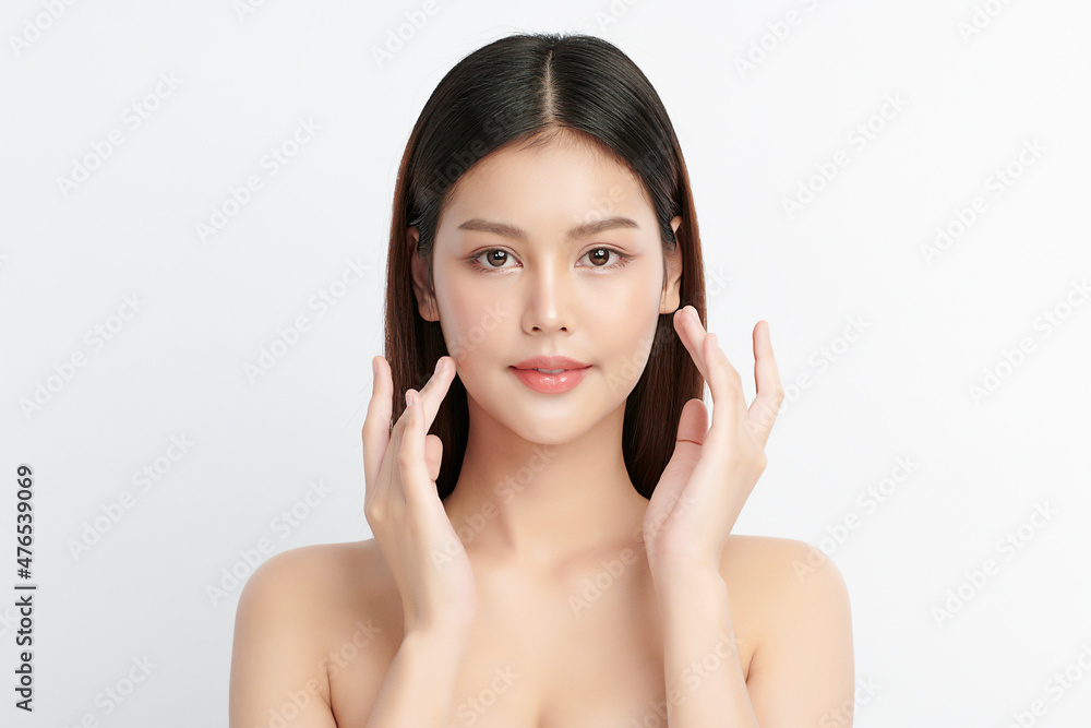 Beautiful young asian woman with clean fresh skin on white background, Face care, Facial treatment, Cosmetology, beauty and spa, Asian women portrait. Beautiful young asian woman with clean fresh skin on white background, Face care, Facial treatment, Cosmetology, beauty and spa, Asian women portrait.