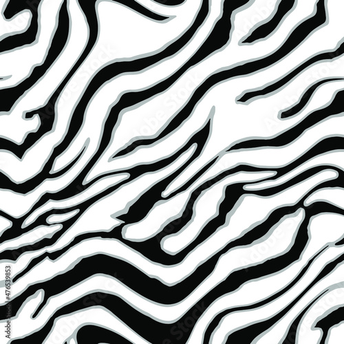 Abstract Hand Drawing Seamless Diagonal Zebra Tiger Stripes with Strokes Vector Pattern Isolated Background