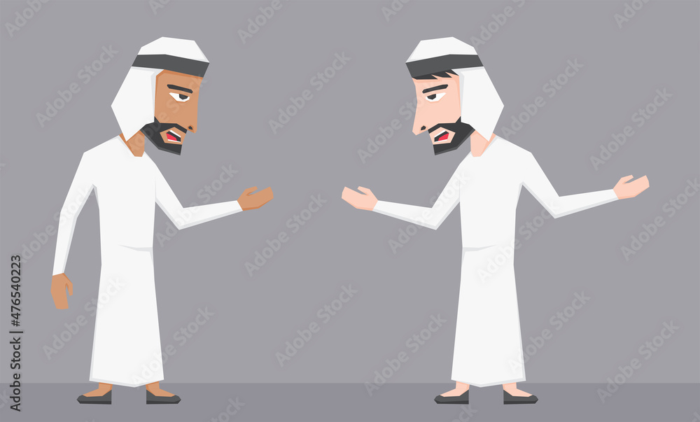 An illustration of two Arabic people talking each other An illustration of two Arabic people talking each other