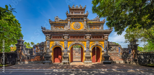Wonderful view of the Truong Sanh palace within the Citadel in Hue, Vietnam. Imperial Royal Palace of Nguyen dynasty in Hue.  photo