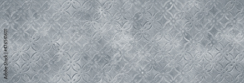 Grey cement with ornament pattern, vintage and grunge background