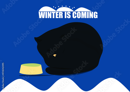 stray animals that are hungry and cold in winter. winter is coming concept for animals