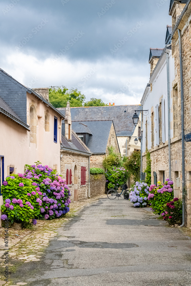 Saint-Goustan in Brittany, in the Morbihan, typical street in the village

