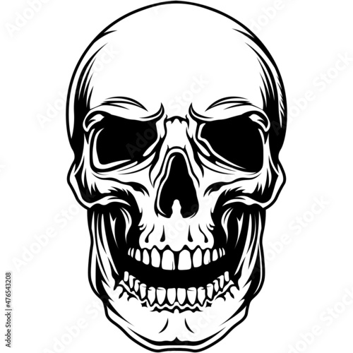 Isolated human skull SVG design element for logos, shirts, tattoo templates, prints, wall art, signs, emblem, cards, posters