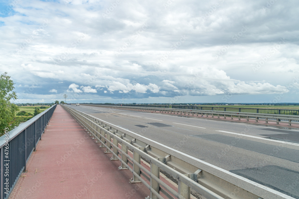 View on Knybawski bridge over Vistula river near Tczew, Poland.