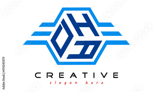 emblem badge with wings DHA letter logo design vector, business logo, icon shape logo, stylish logo template

