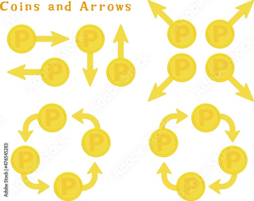 コイン　矢印　ポイント　黄色　種類　セット