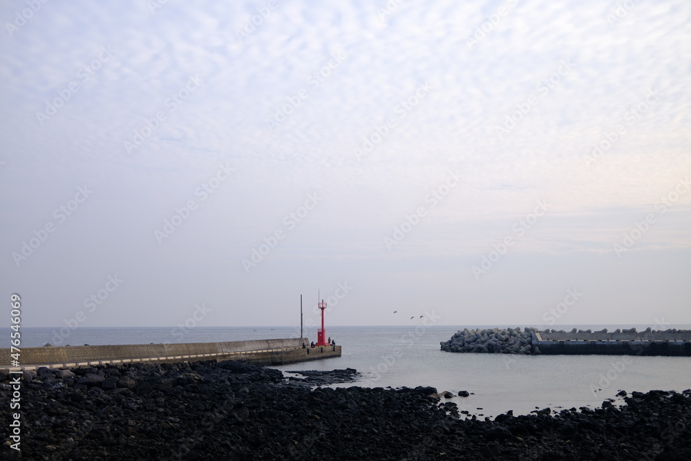 Peaceful and calm winter sea, Jeju Island, South Korea