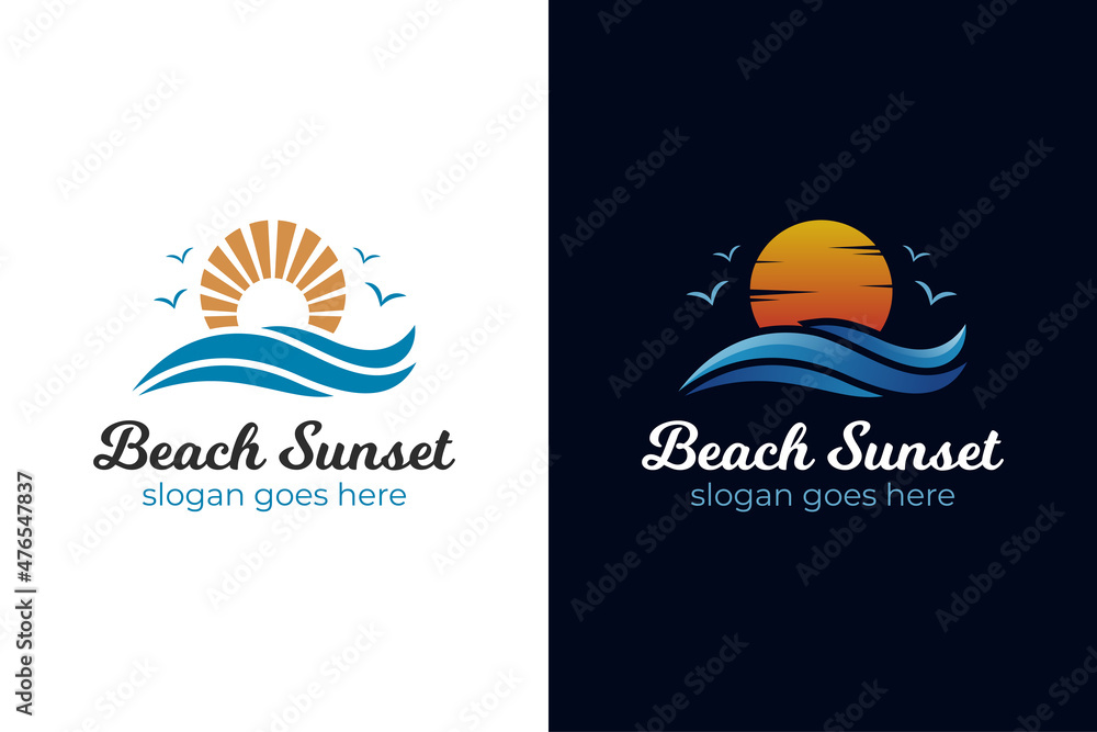 Ocean Sun Wave Logo. sunset nature sea logo Design vector Template Ocean Sun Wave Logo. sunset nature sea logo Design vector Template