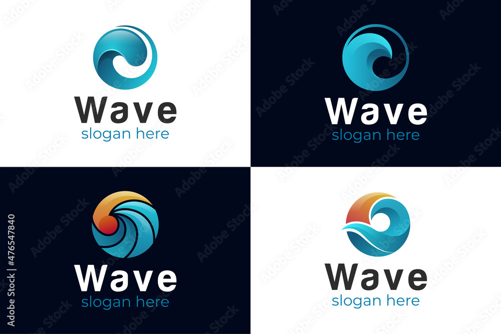 blue water wave logo. abstract splashes liquid waves elements logo bundle collection