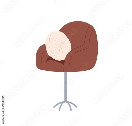 Modern chair with cushion. Home interior low-back seat design with soft pillo...