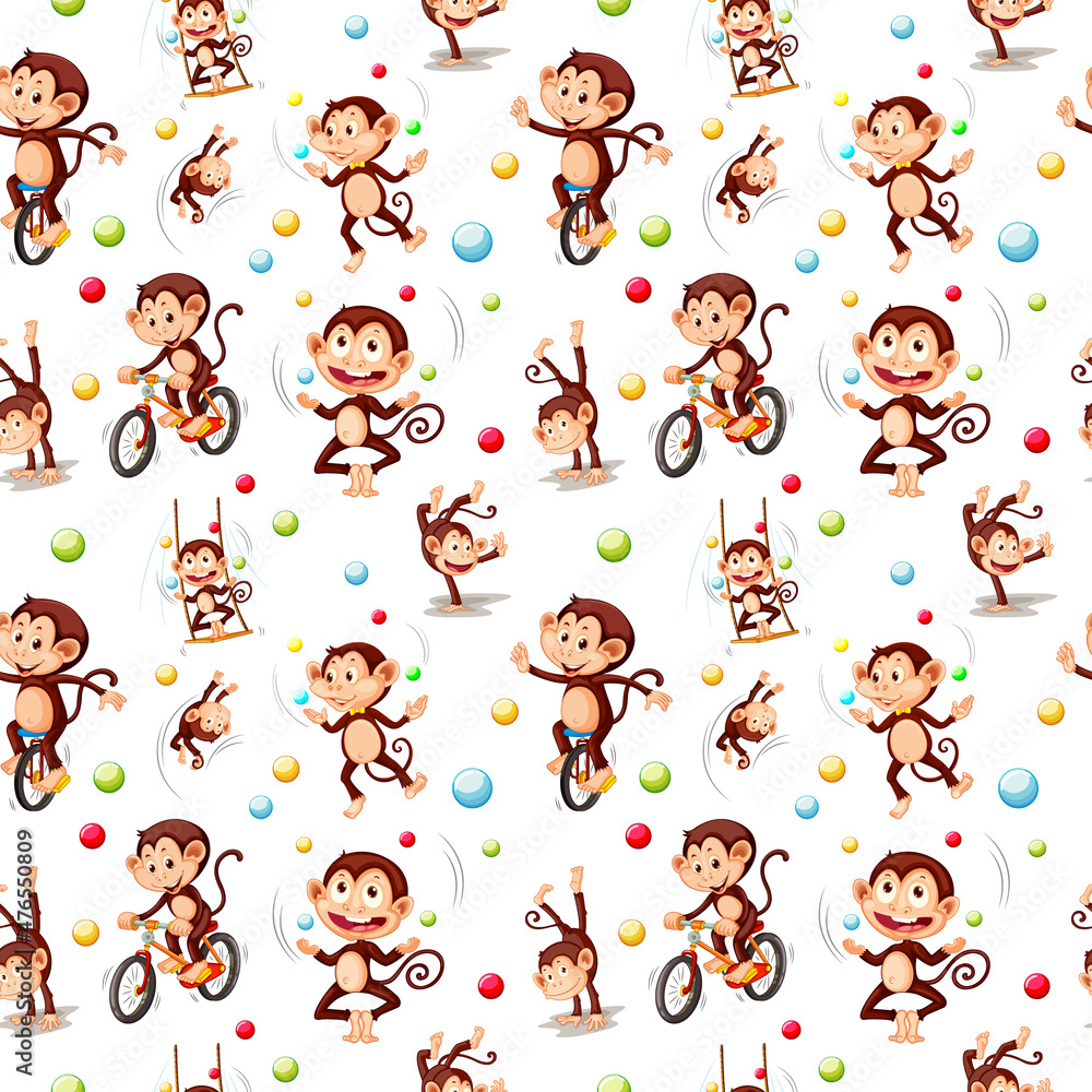 Monkey seamless pattern background