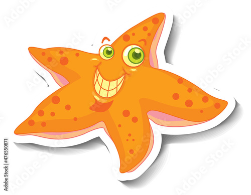 Smiling starfish animal cartoon sticker