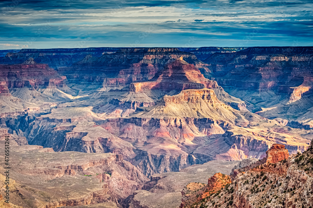 Picturesque Mountains Tops of Picturesque Grand Canyon Sight in the Early Morning in Arizona in The United States.