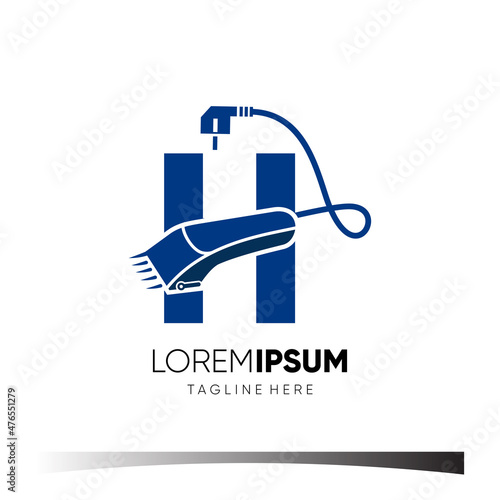Letter H Hair Clipper Logo Design Vector Icon Graphic Emblem Illustration