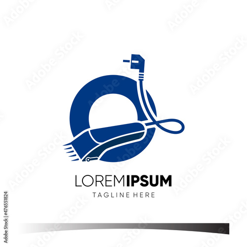 Letter O Hair Clipper Logo Design Vector Icon Graphic Emblem Illustration