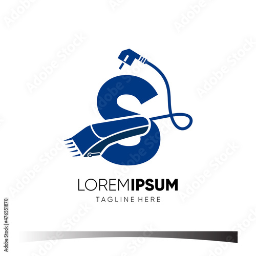 Letter S Hair Clipper Logo Design Vector Icon Graphic Emblem Illustration
