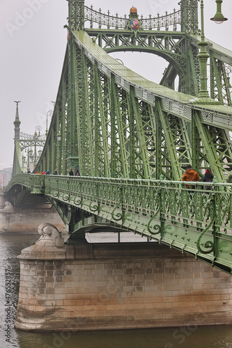 Liberty iron bridge. Danube river in Budapest city center. Hungary