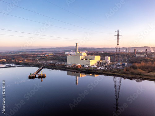 Power station producing energy on the banks of the River Foyle near Derry, Northern Ireland photo