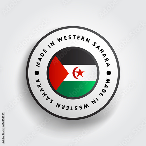 Made in Western Sahara text emblem badge, concept background
