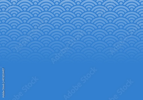 和柄の波のベクターイラスト背景(青海波)