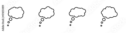 Thought bubble icon. Thinking cloud bubble icon. Speech bubbles Isolated on white background. Idea symbol. Conversation icon. 