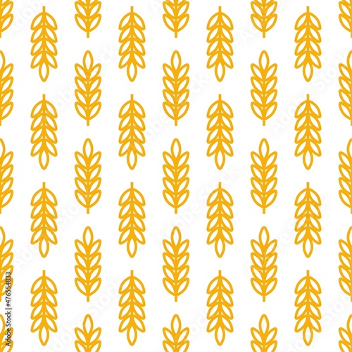 Wheat ears icon vector farm seamless pattern background. Line whole grain symbol illustration for organic eco bakery business, agriculture, beer on white background.