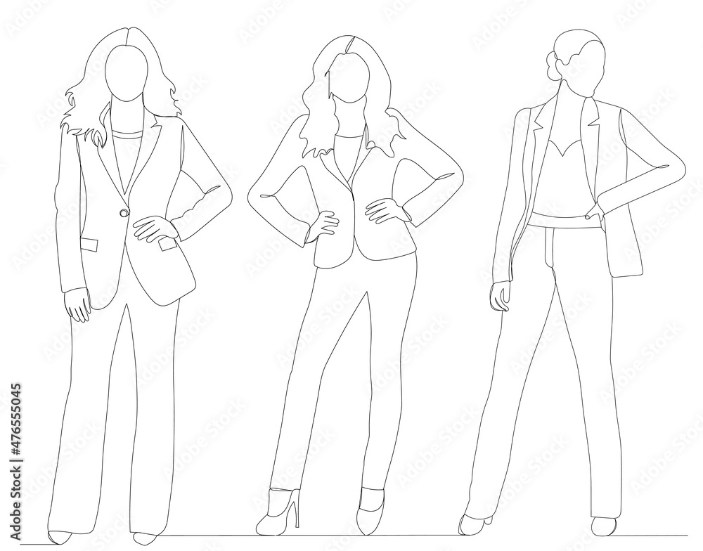 business woman drawing by one continuous line, vector business woman drawing by one continuous line, vector