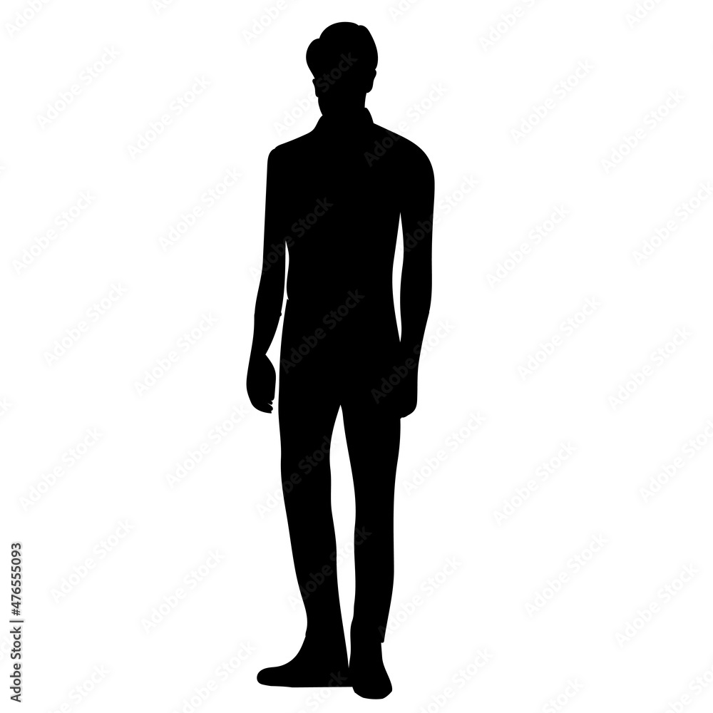 black silhouette man guy standing, isolated