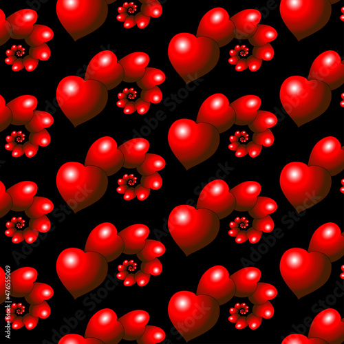 Happy Valentines Day!Love pattern on a black background for decor packaging,gift box
