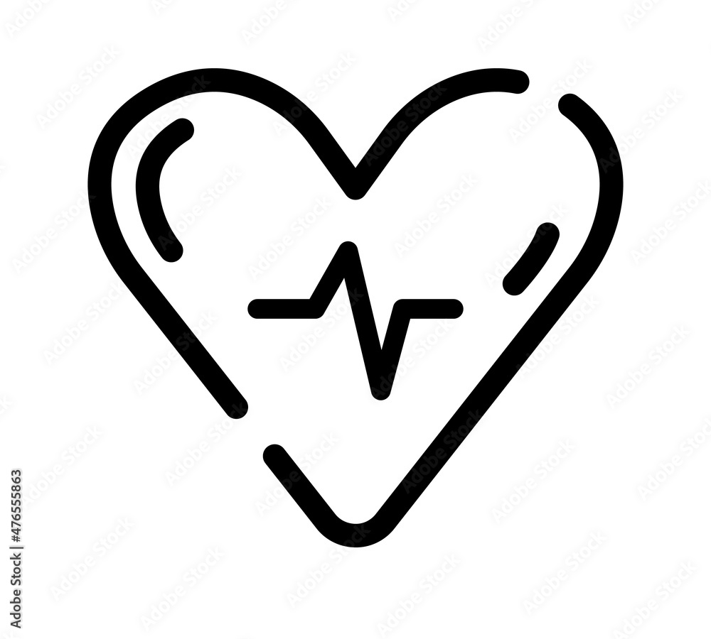 Heart cardiogram flat icon. Pulse pictogram for web. Line stroke. Suitcase isolated on white background. Vector eps10 Heart cardiogram flat icon. Pulse pictogram for web. Line stroke. Suitcase isolated on white background. Vector eps10