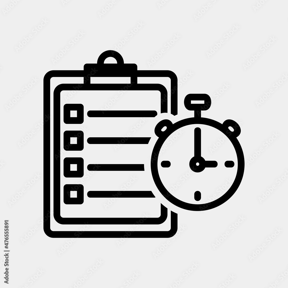 Time management icon in line style about marketing and seo, use for website mobile app presentation Time management icon in line style about marketing and seo, use for website mobile app presentation