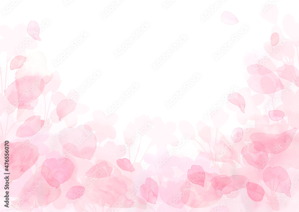 水彩風のグラデーション　桜の背景イラスト